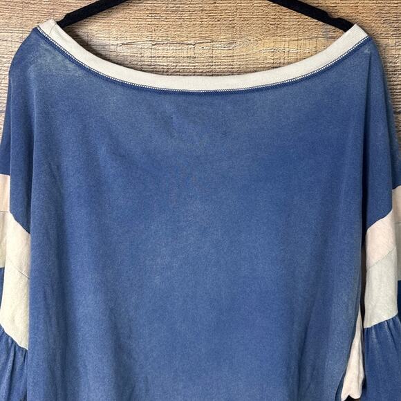 Current/Elliott The Two Step Colorblocked Top Washed Blue SZ 4 XL NWT - Picture 9 of 11